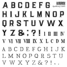 Load image into Gallery viewer, Apothecary Labels Mini Stamp Set - IOD Stamp 4 Sheets, 6”x6”