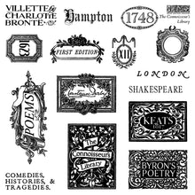 Load image into Gallery viewer, THE CONNOISSEUR'S LIBRARY LABELS Mini Stamp Box Set - IOD Stamp 4 Sheets, 6”x6”
