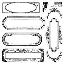 Load image into Gallery viewer, Apothecary Labels Mini Stamp Set - IOD Stamp 4 Sheets, 6”x6”
