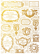 Load image into Gallery viewer, Etiquettes (4 gold foil pages 12&quot;x 16&quot;) - IOD Transfer Pad
