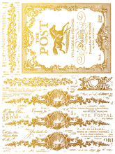 Load image into Gallery viewer, Etiquettes (4 gold foil pages 12&quot;x 16&quot;) - IOD Transfer Pad
