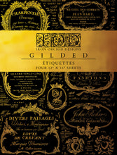 Load image into Gallery viewer, Etiquettes (4 gold foil pages 12&quot;x 16&quot;) - IOD Transfer Pad
