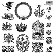 Load image into Gallery viewer, THE CONNOISSEUR'S LIBRARY LABELS Mini Stamp Box Set - IOD Stamp 4 Sheets, 6”x6”
