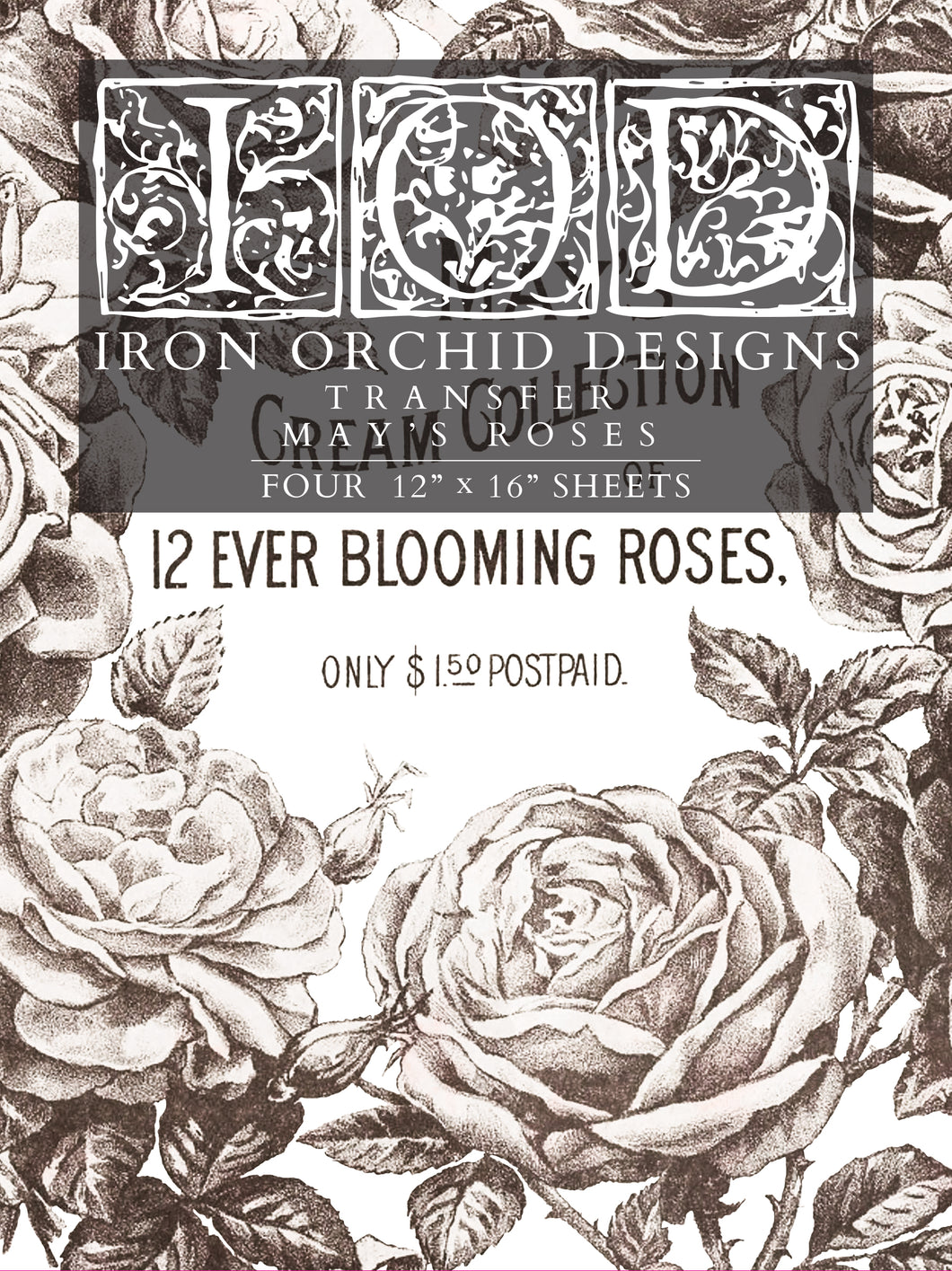 MAY'S ROSES (4 pages) - IOD Transfer Pad